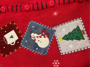 Vintage 90s Holiday Ugly Christmas Red Button Up Cargian Sweater Vest Size XL thumbnail 4