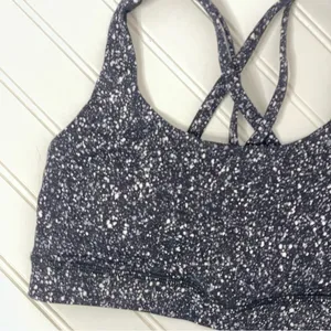 Lululemon Energy Bra Black White Speckled Strappy Back Medium Support Yoga Bra thumbnail 6
