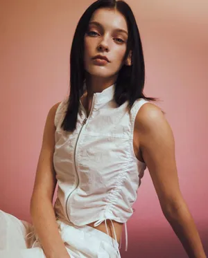 ZARA Zipper Top Crop White Small thumbnail 1