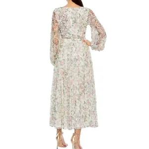 Mac Duggal 93788 Floral Beaded Sequin Midi Dress White Multi Size 16 thumbnail 3