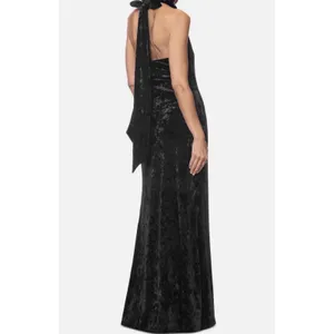 Betsy‎ & Adam Women's Black Velvet Halter Cowlneck Sleeveless Gown Dress Size 8 thumbnail 2