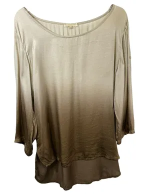 Prontomoda Giusy XL Top Ombre Silk Italy Quiet Luxury Old Money Dip Dye 1769‎ thumbnail 1