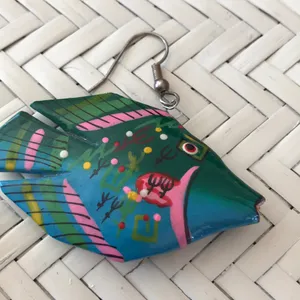 New vintage Hand painted wooden fish thumbnail 3