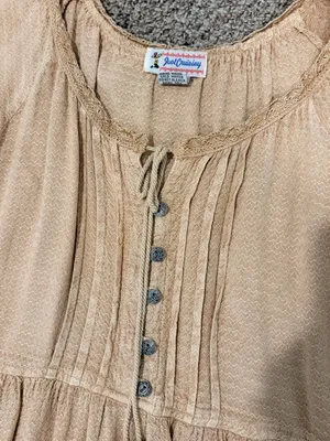 Boho Tassel Peasant mini Dress - Beige women’s one size L/XL NWOT thumbnail 4