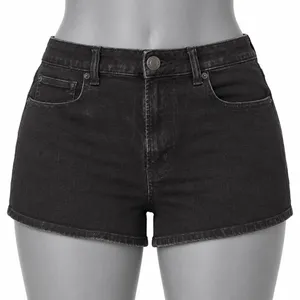 American Eagle Hi-Rise Shortie Black Denim Cutoff Shorts thumbnail 1