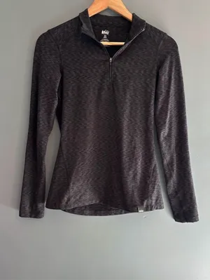 REI black & gray quarter zip long sleeve sweater thumbnail 5