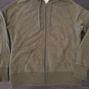 Womens Soft Fluffy Durable Olive Green Thick Zip Up Hoodie Jacket Size Medium thumbnail 3