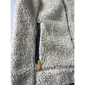 LL Bean Mountain Pile Fleece Vest Cream Navy Sherpa Retro Outdoor Jacket M thumbnail 3