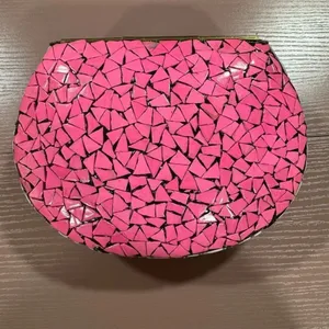 NEW Ramla Beverly Hills Pink/White Mosaic Handcrafted Handbag In Morocco thumbnail 2