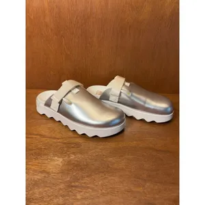 Sorel Viibe Metallic Silver Sea Salt Platform Clogs sz 11 Futuristic Chunky thumbnail 3