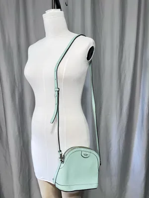 Kate Spade Perry Mint Green Saffiano Leather Small Dome Crossbody Purse Classic thumbnail 13