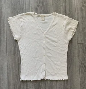 Rib Button Front Top White Size L thumbnail 1