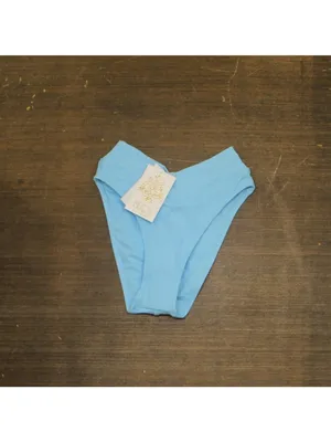 NWT Becca Womens Modern Edge Textured Rib High-Waist Bikini Bottom Ice Blue XS thumbnail 4
