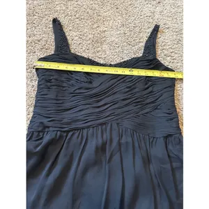 Vintage Jones New York 100% Silk Black Beaded Slip Dress Size 14 Whimsigoth thumbnail 5