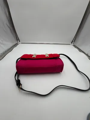 Vintage Kate Spade New York Pink Red Felt Crossbody Bag Gold Hardware thumbnail 6
