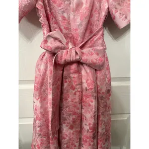 NWOT Meet Me in Santorini Cheers to Us Light Pink Floral Jacquard Mini Dress, XS thumbnail 11