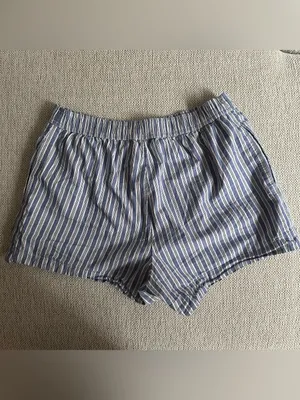 Open Edit Blue Stripe Pajama Shorts thumbnail 4