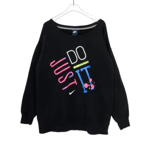 1990s Vintage Nike Black Crewneck Sweatshirt Just Do It Graphic Neon Medium thumbnail 2