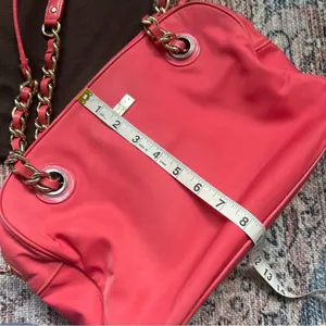 Kate Spade Vintage Jasmine Nylon Satchel Bag Orange Double Gold Chain Purse thumbnail 14