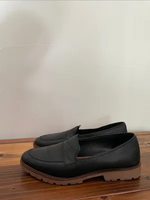 Lucky Brand Women's Tomber Lug Sole Black Leather Loafers Size 10M Minimalist thumbnail 9