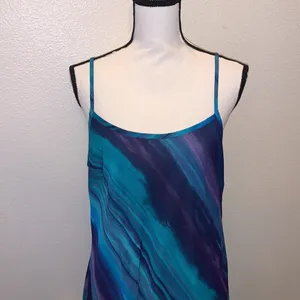 Venezia blue & purple wave pattern maxi night out formal dress thumbnail 2
