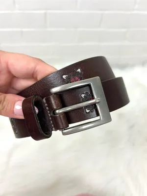 Vintage Leather Embossed Boho Belt Size L thumbnail 3