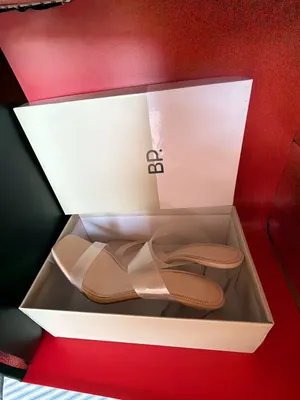 BP. Clear Strap Square Toe Chunky Block Heel Sandals Tan Size 11 thumbnail 9