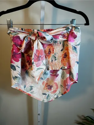 X33. Sadie x Sage Floral Strapless Tube Top Handkerchief Hem with Tie back thumbnail 4