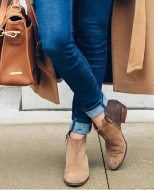 Madewell Cait Two Tone Leather Suede Zip Up Ankle Boots 7.5 Brown thumbnail 1