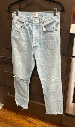 AGOLDE Riley High Rise‎ Straight Crop Jeans Distressed Womens Size 26 thumbnail 1