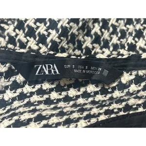 Zara Black White Tweed Button Front Sleeveless Pinafore Vest Mini Dress Size S thumbnail 5