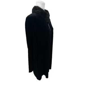 Vintage Cachet Velvet Black Cardigan Jacket Large Faux Fur Party‎ Wear Glamour thumbnail 2