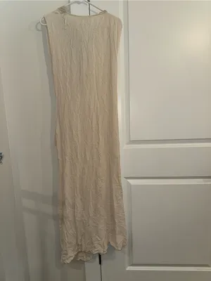 Zara Beige Draped Sleeveless Maxi Dress crinkle cut texture thumbnail 7