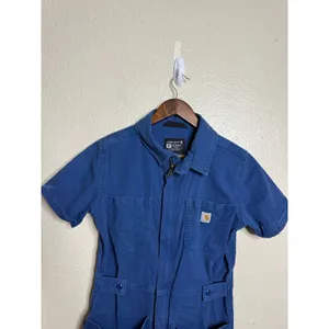 Carhartt Women’s XS TENCEL Relaxed Fit Twill Short Sleeve Shortall Deep Ocean thumbnail 6