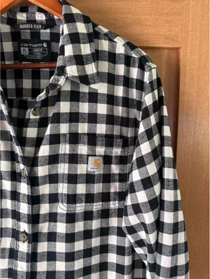 Carhartt Women’s Rugged Flex Loose Midweight Flannel Long Sleeve Plaid Shirt XL thumbnail 5