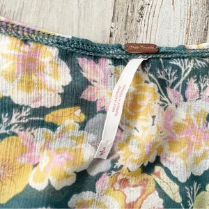 Free People Tie Ruffle Crop Top Blouse Floral Small thumbnail 5
