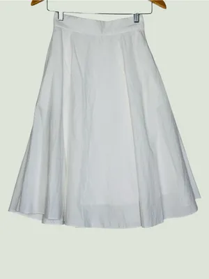 Uniqlo White Flowy Midi Skirt A-Line Swing Skirt Minimalist Summer Skirt Size XS thumbnail 2