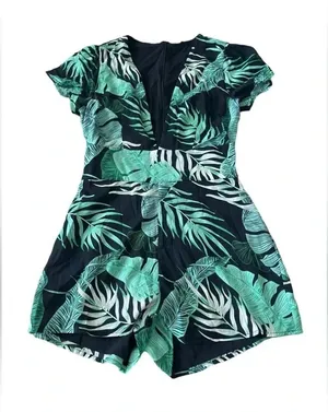 🌴✨ Revolve Tropical Leaf Print Romper‎ Size Small ✨🌴 thumbnail 1