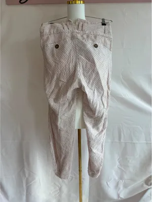 Free People Women's Striped High-Waisted Button Front Pants Size 2 Made in India thumbnail 2