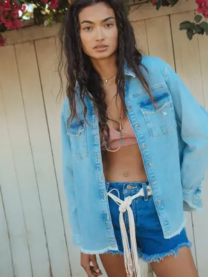 Wrangler Reworked Ultra High-Rise Frayed Denim Shorts thumbnail 4