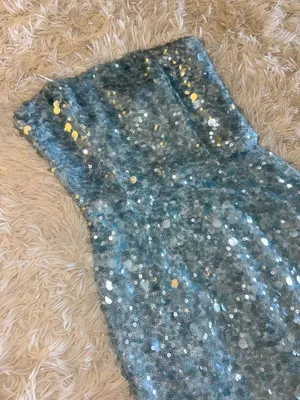 NEW HELSI Leslie Sequin ICY BLUE Column Gown Sz S thumbnail 5