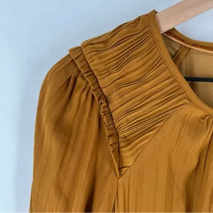 Anthropologie Maeve Saniya Mini Dress Pleated Satin Ruffle‎ Trim Feminine thumbnail 5