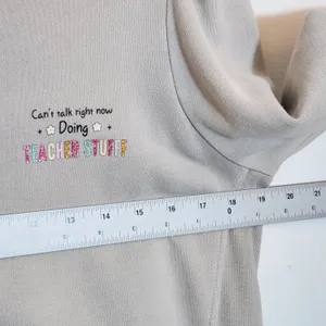 Teacher Graphic Sweatshirt Taupe “Can’t Talk Right Now Doing Teacher Stuff” Sz M thumbnail 4