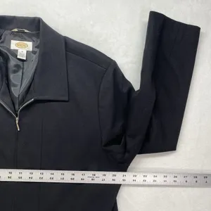Talbots blazer jacket womens 18 black‎ 100% wool zip front collared thumbnail 2