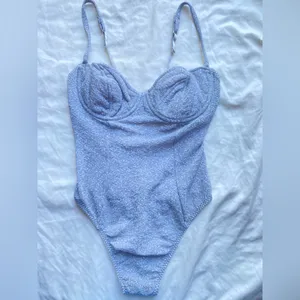 Vintage y2k Victoria’s Secret Gold Label Silver Glitter Lingerie Bodysuit M thumbnail 8