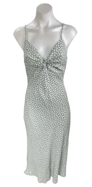 NEW Abercrombie & Fitch Gray Polka Dots Sleeveless Twist Front Cami Slip Dress S thumbnail 1