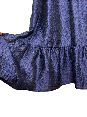 NWT Anthropologie Navy Blue Textured Puff Sleeve Dress thumbnail 5