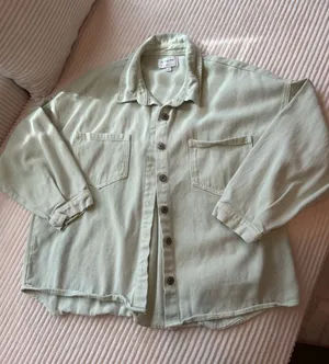 By Together Mint Green Oversized Denim Shacket Jacket Small thumbnail 1