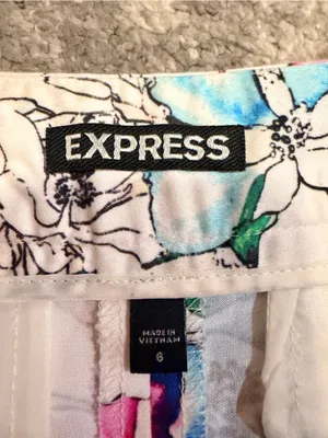 Express Floral Shorts - Cream with Pink, Blue, Green, Yellow Accents thumbnail 6