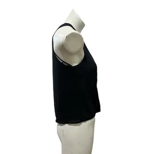 Naked Zebra Women's Black Sleeveless V-Neck Blouse Size S Casual thumbnail 3